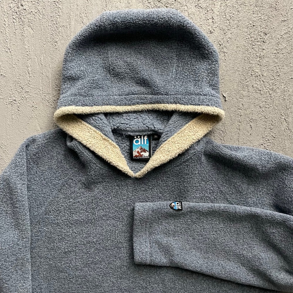 Vintage Alfpaca Fleece Hoodie Mens Medium Blue 90s Alfwear Kuhl